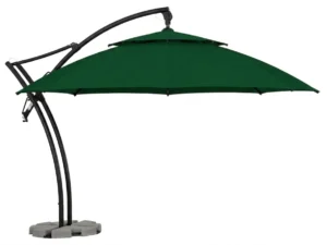 zielony parasol ogrodowy z nogą boczną